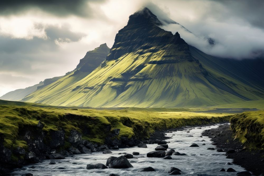  Mountain landscape in Iceland wilderness outdoors nature. AI generated Image by rawpixel.