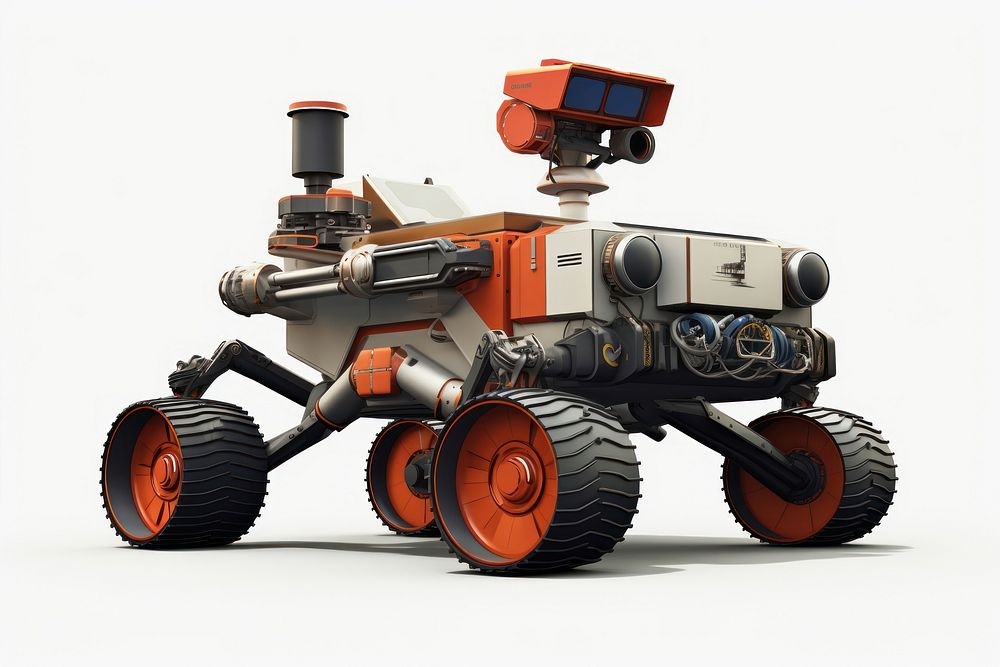 Mars Rover vehicle robot white background transportation technology. AI generated Image by rawpixel.
