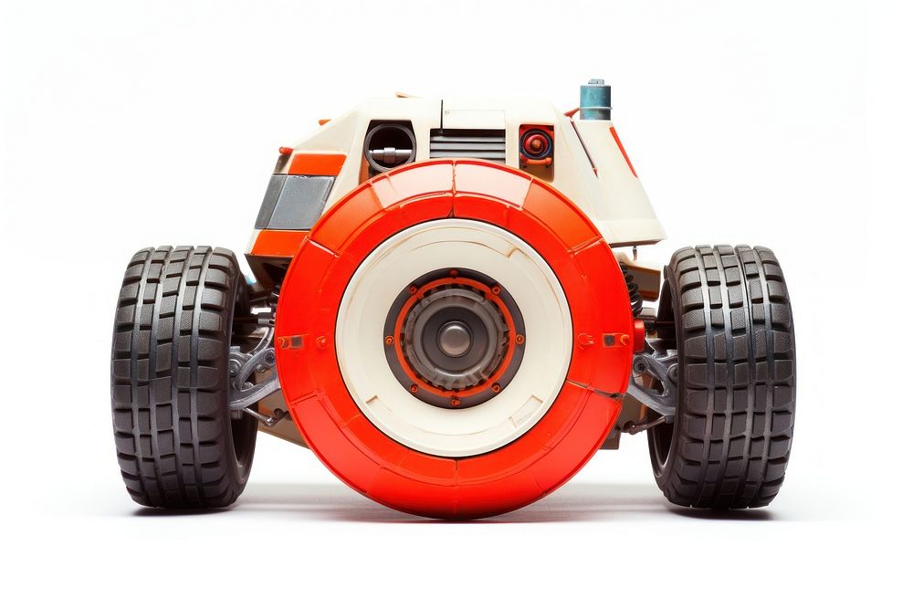 Mars Rover vehicle robot wheel tire car white background. 