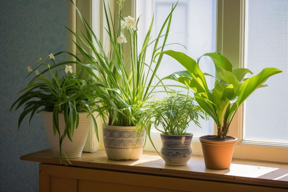 Plants windowsill arrangement houseplant flowerpot container floristry. AI generated Image by rawpixel.