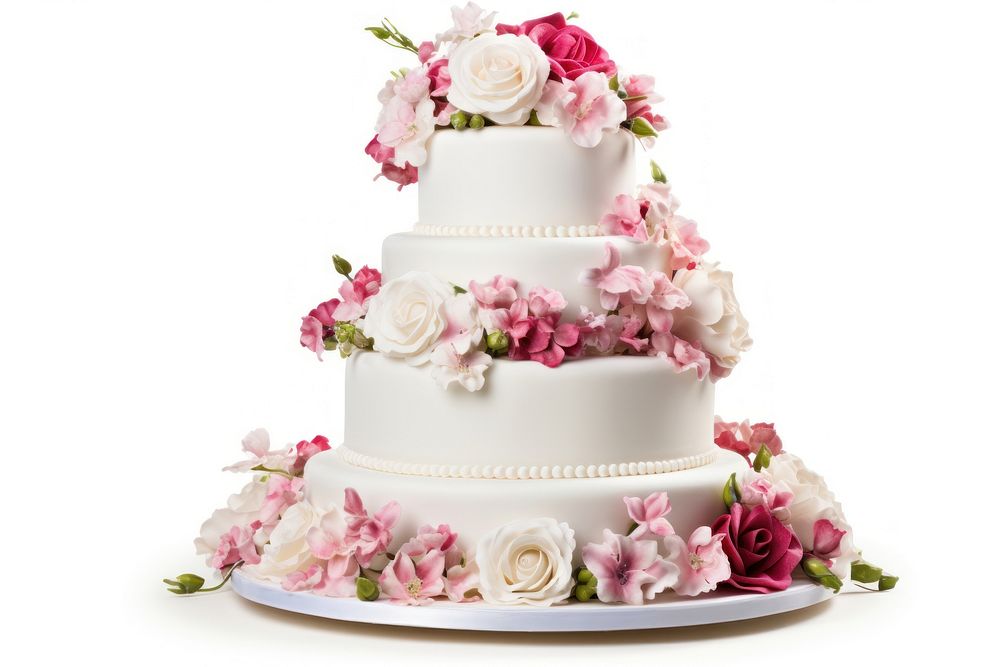 Wedding cake dessert flower plant. AI generated Image by rawpixel.