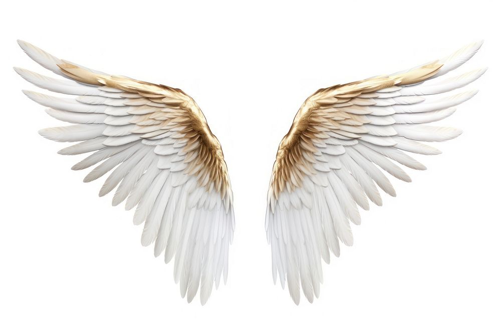 White and gold angle wing flying angel bird. AI generated Image by rawpixel.