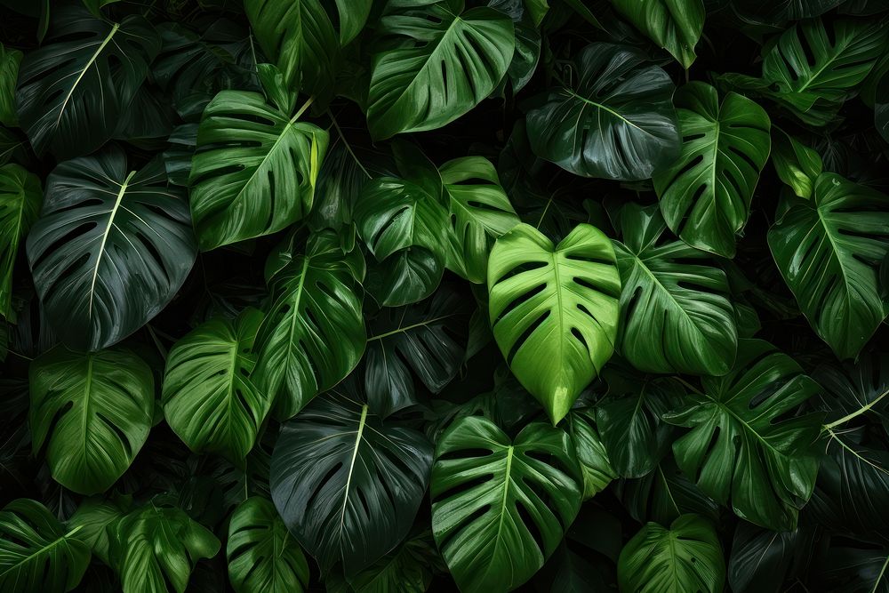  Tropical green leaves background backgrounds plant leaf. AI generated Image by rawpixel.