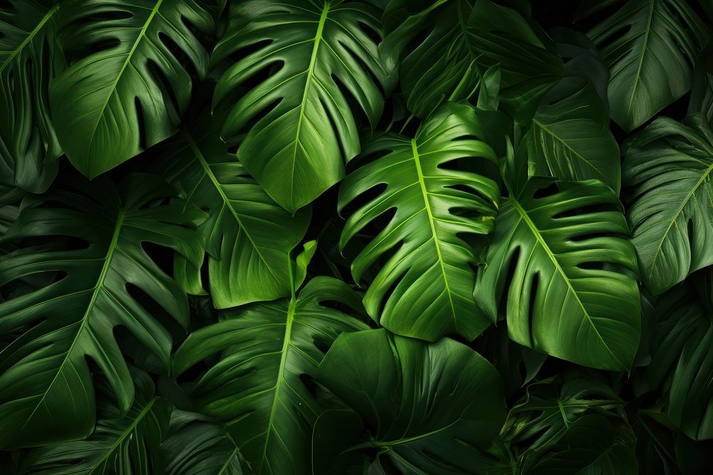 Tropical green leaves background backgrounds outdoors tropics. AI generated Image by rawpixel.