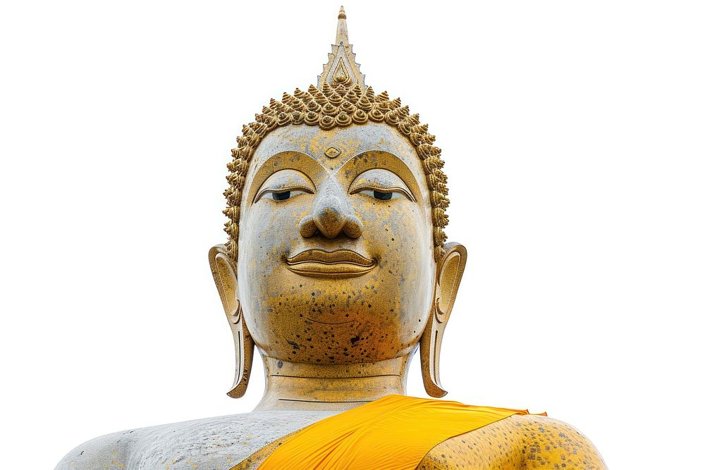Grand statue of the Buddha in Thailand buddha white background representation. AI generated Image by rawpixel.