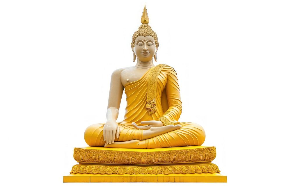 Grand statue of the Buddha in Thailand buddha white background representation. AI generated Image by rawpixel.
