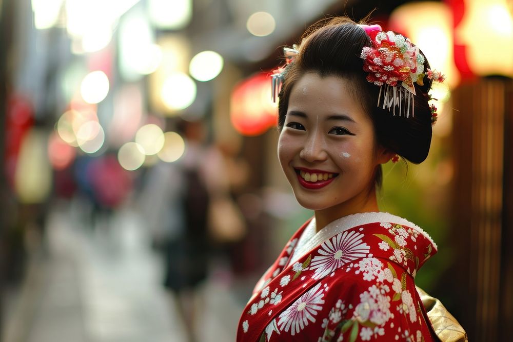 Japanese Keisha portrait fashion smiling. AI generated Image by rawpixel.