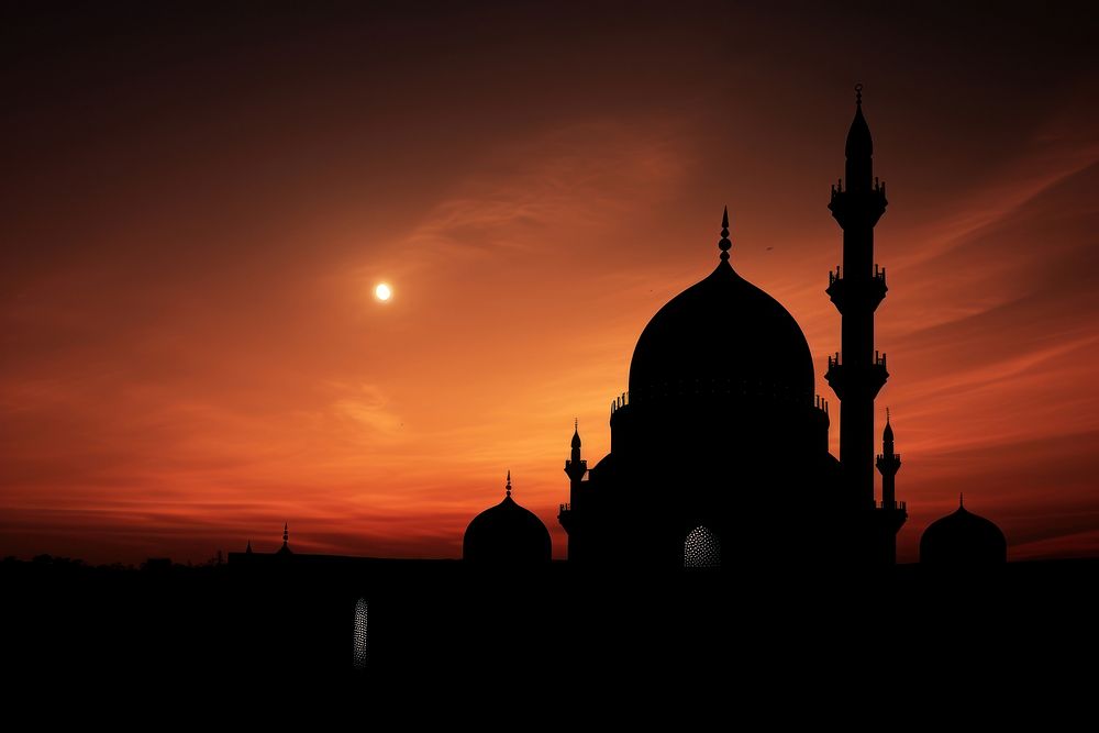 Mosque dome and crescent moon architecture silhouette building. AI generated Image by rawpixel.