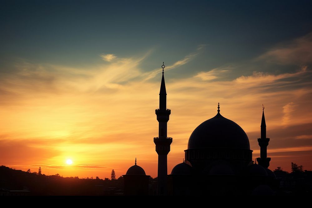 Mosque dome and crescent moon architecture silhouette building. AI generated Image by rawpixel.