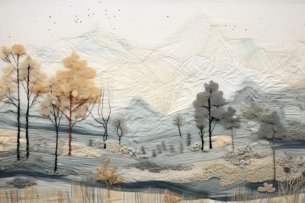 Tundra landscape painting drawing.