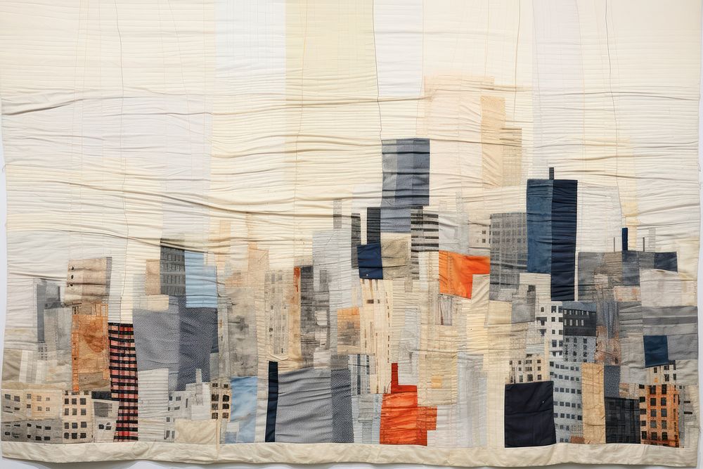 City landscape painting textile.