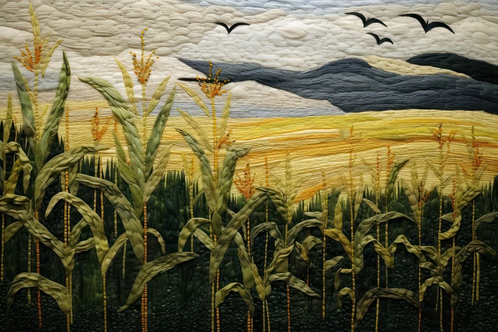 Corn field landscape painting plant.