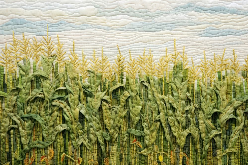 Corn field landscape textile plant.