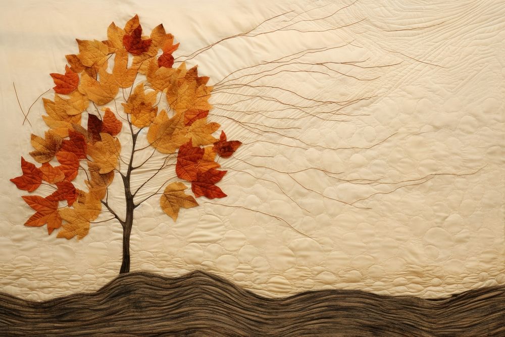 Falling leaves textile plant quilt.