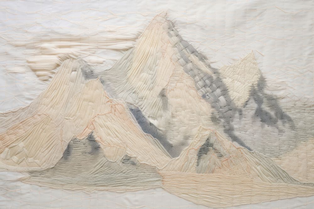 Mountain peak landscape textile art.