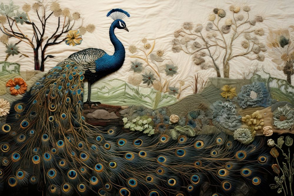 Peacock textile animal craft.