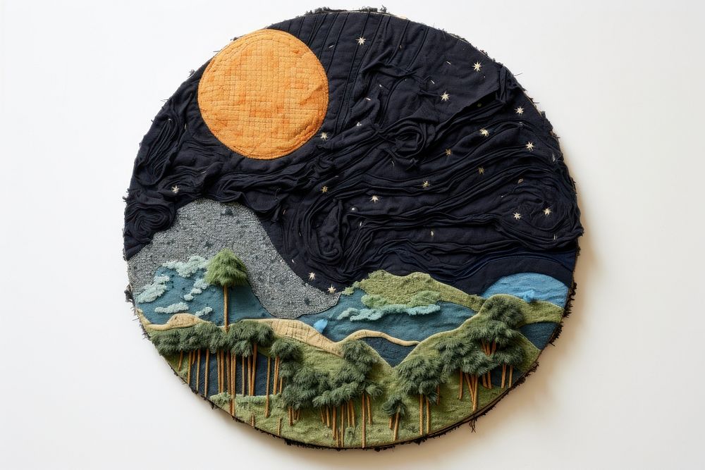 Planet embroidery art creativity.