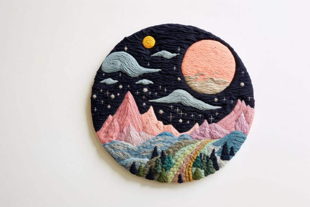 Planet embroidery pattern craft.
