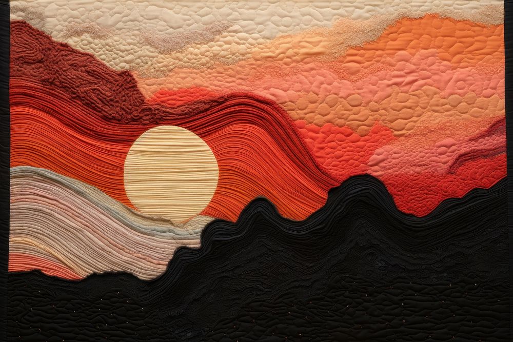 Sunset painting textile quilt.