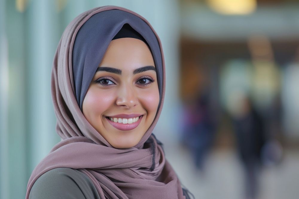Muslim woman college student at the university portrait smiling adult. AI generated Image by rawpixel.
