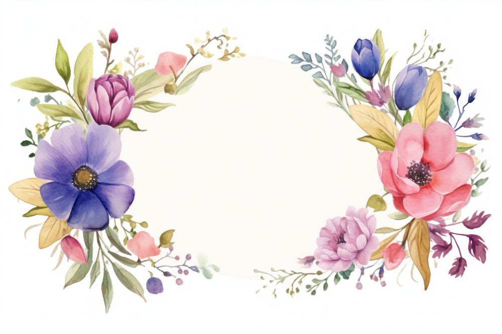 Watercolor of a Floral border pattern flower plant. AI generated Image by rawpixel.