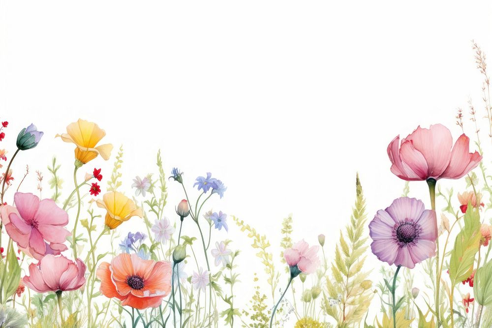 Watercolor of a spring Floral border backgrounds outdoors blossom. AI generated Image by rawpixel.