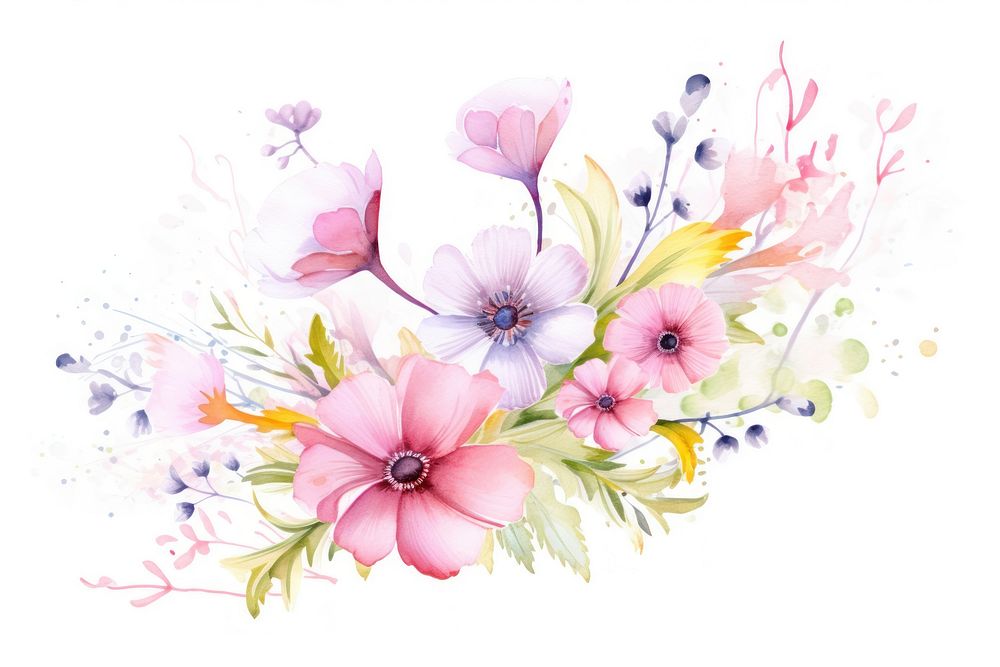 Watercolor of a spring Floral border painting pattern flower. AI generated Image by rawpixel.