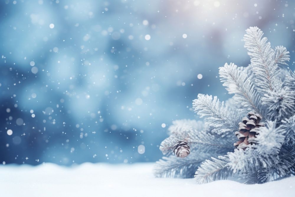 Background frosted spruce branches winter snow. AI generated Image by rawpixel.