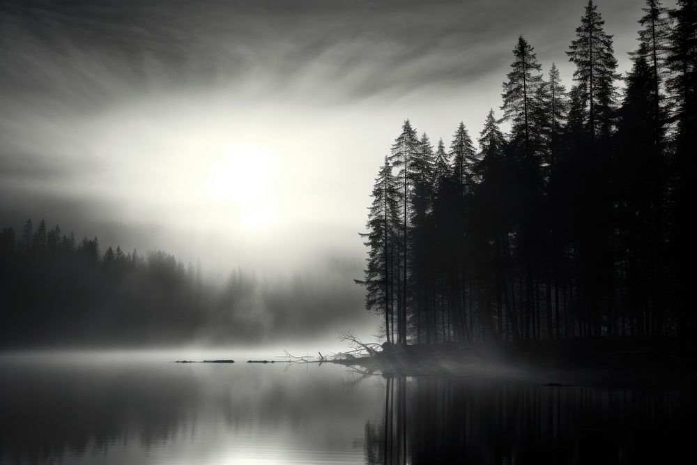  Forest fog landscape outdoors nature. AI generated Image by rawpixel.