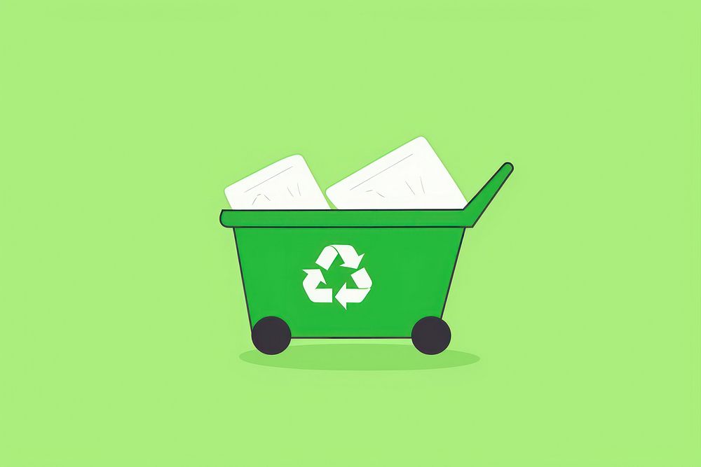 Recycle icon cartoon green container.