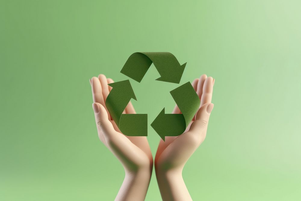 Hand holding recycle icon shape green environmentalist.