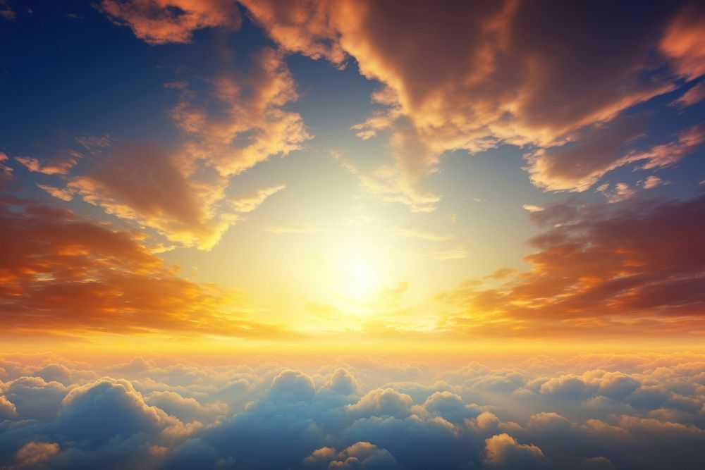 Sun across horizon cloud sky. AI generated Image by rawpixel.