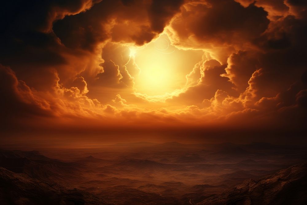 Sun across landscape cloud sky. AI generated Image by rawpixel.