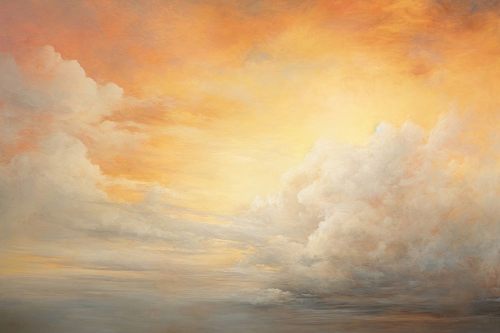 Gray yellow orange sky cloud painting nature. AI generated Image by rawpixel.