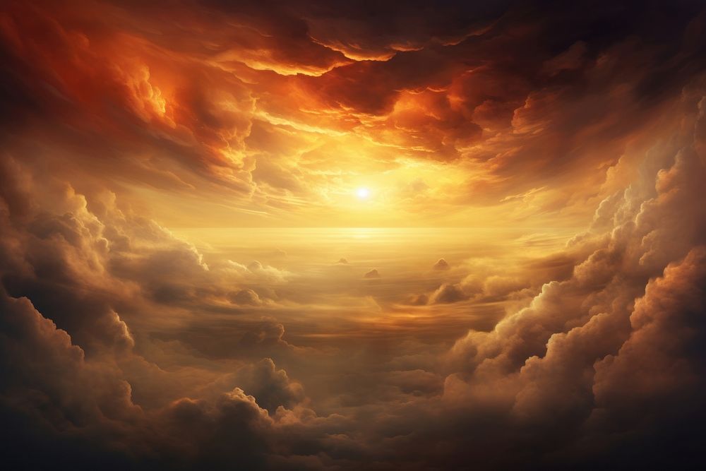 Gray yellow orange sky cloud sunlight nature. AI generated Image by rawpixel.