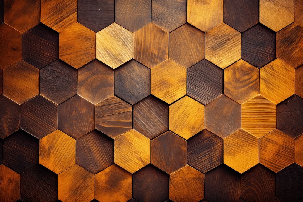  Hexagon patterned wood backgrounds textured flooring. AI generated Image by rawpixel.