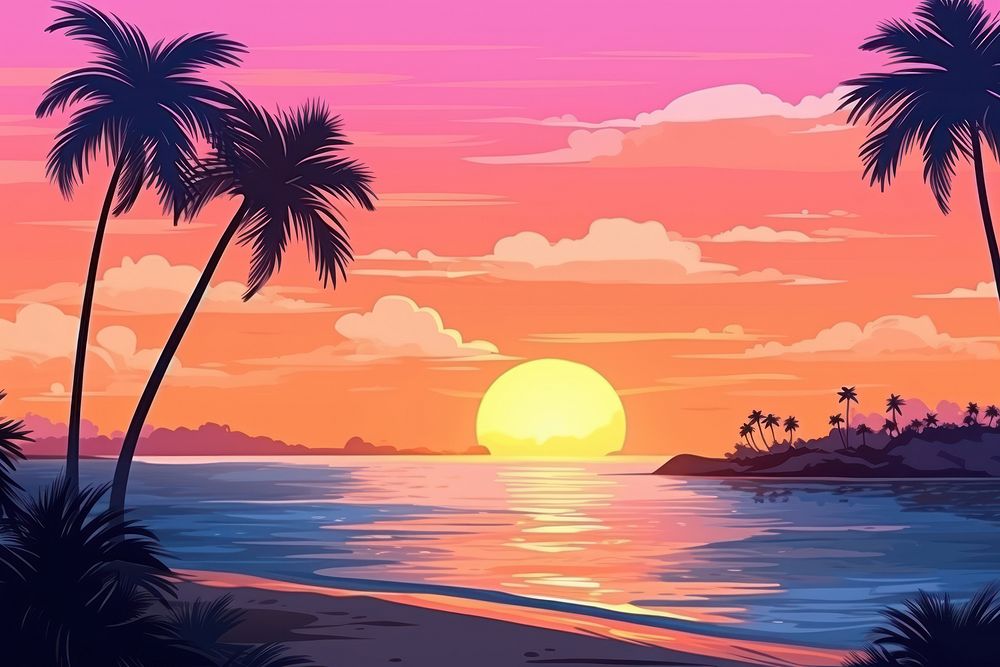 Beach sunset landscape outdoors horizon.