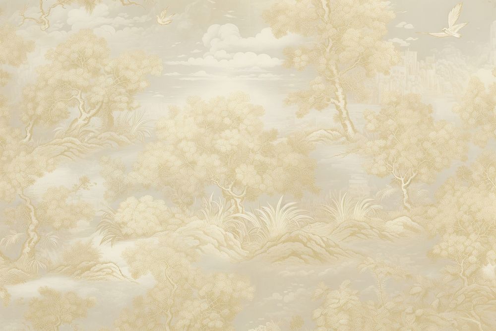 Gold garden landscape wallpaper pattern.
