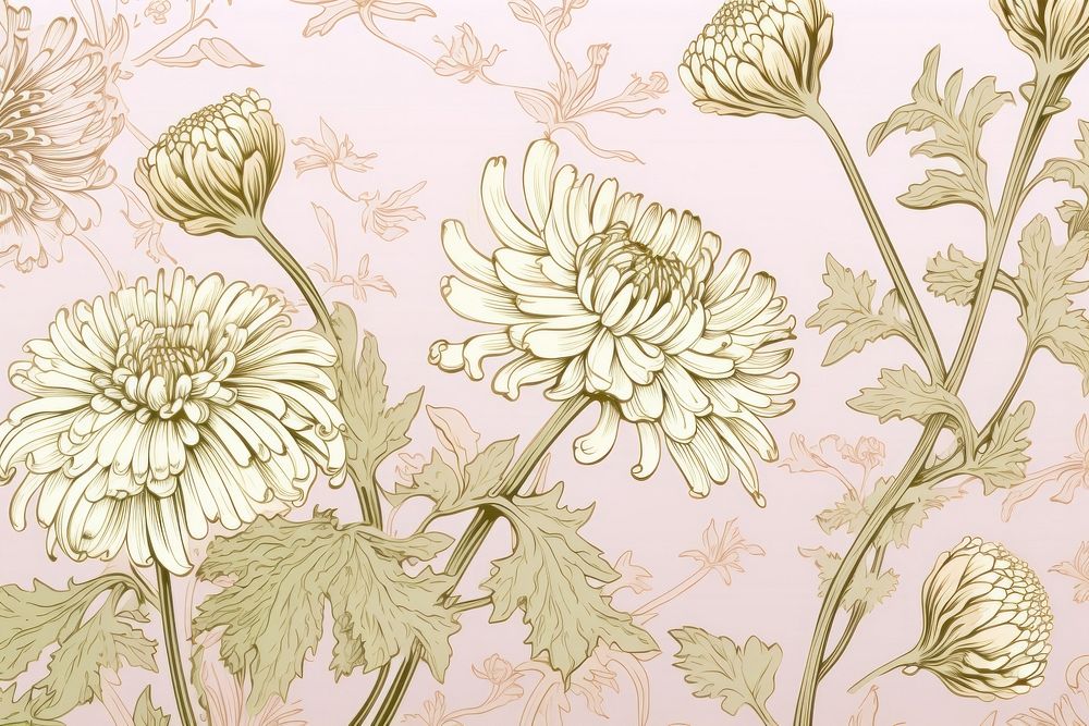 Wild daisy wallpaper pattern drawing.