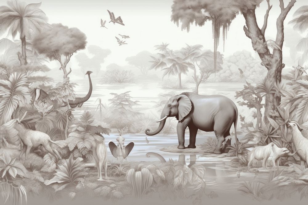 Wildlife elephant outdoors drawing.