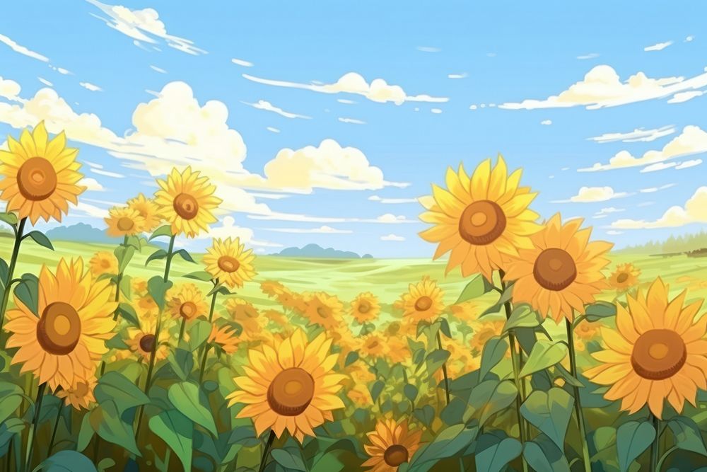 Sunflower field landscape backgrounds outdoors.