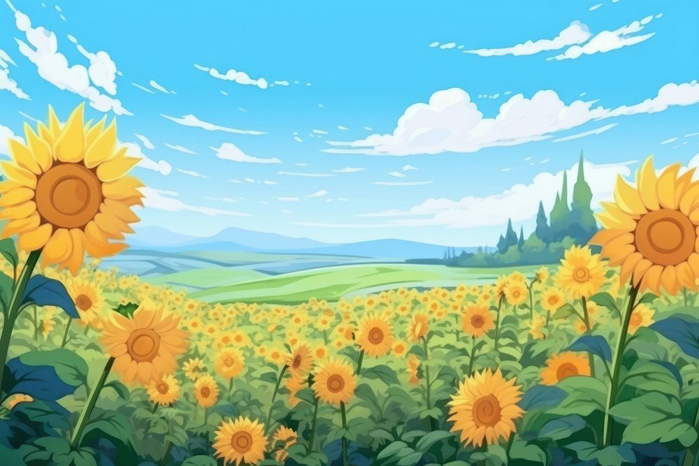 Sunflower field landscape backgrounds outdoors.