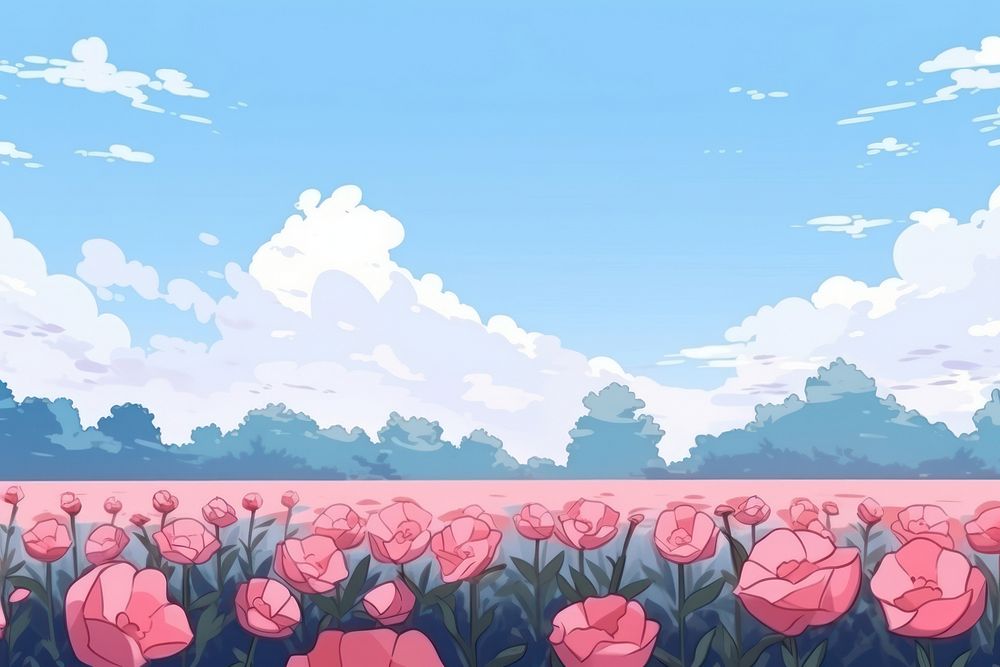 Rose flower field backgrounds landscape outdoors.