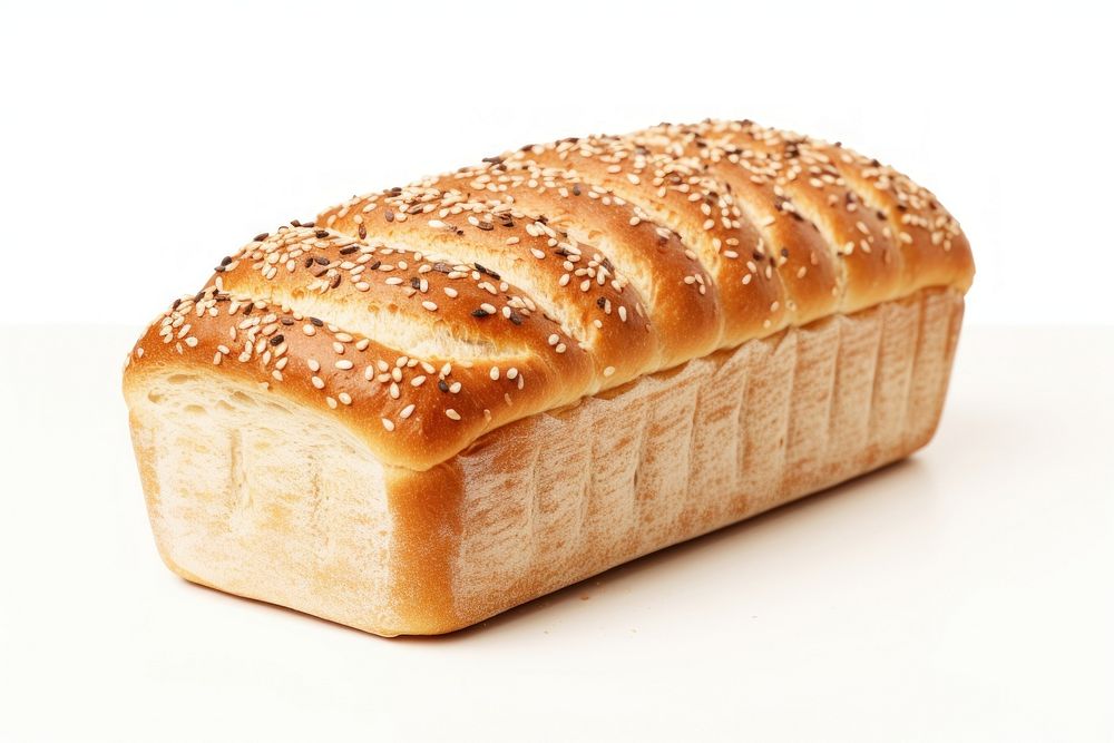 Sesame seeds Loaf of bread food white background.