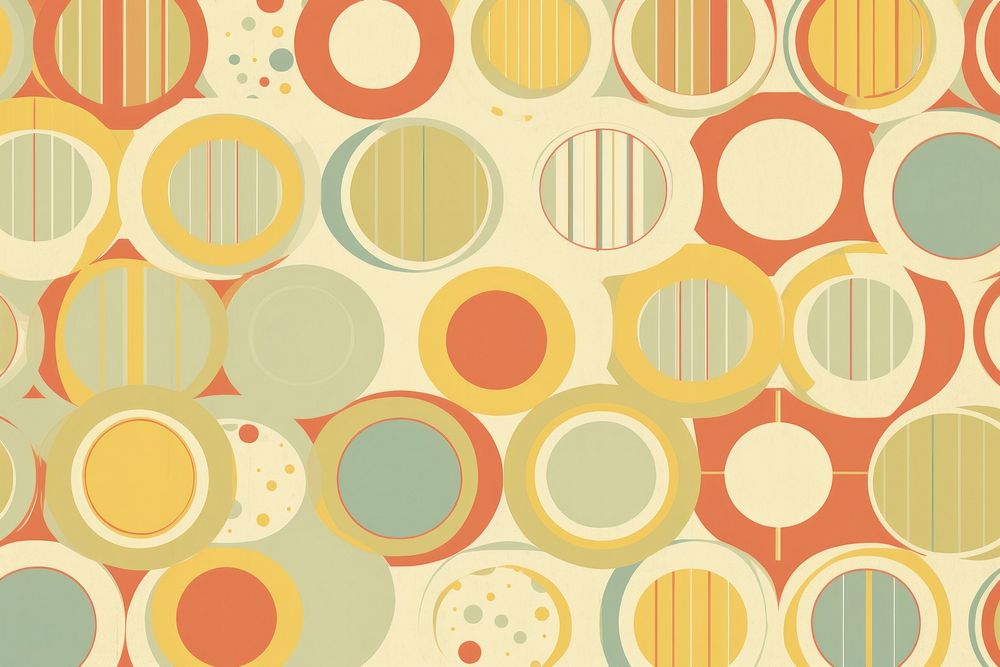 70s retro style seamless pattern with circles vintage wallpaper abstract backgrounds repetition.