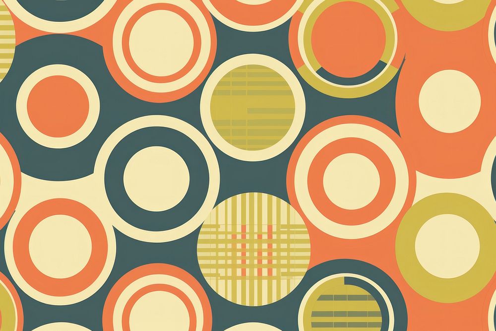 70s retro style seamless pattern with circles vintage wallpaper abstract art backgrounds.