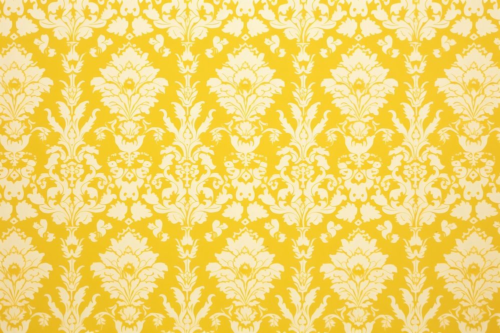 1960s vintage wallpaper yellow damask pattern backgrounds repetition.