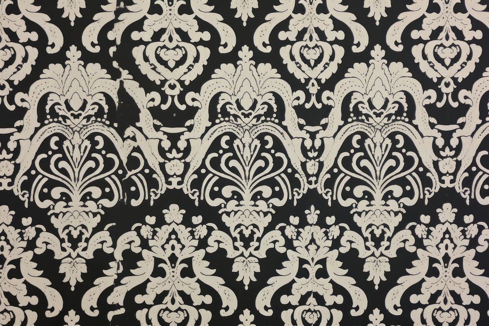 1960s vintage wallpaper black damask pattern art architecture.