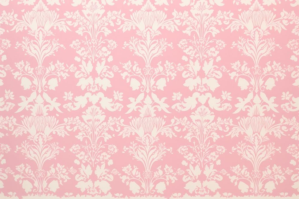 1960s vintage wallpaper pink damask pattern lace art.