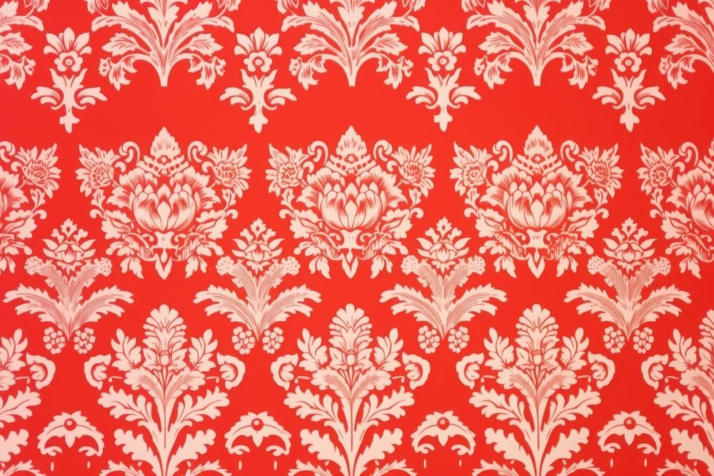 1960s vintage wallpaper red damask pattern art backgrounds.